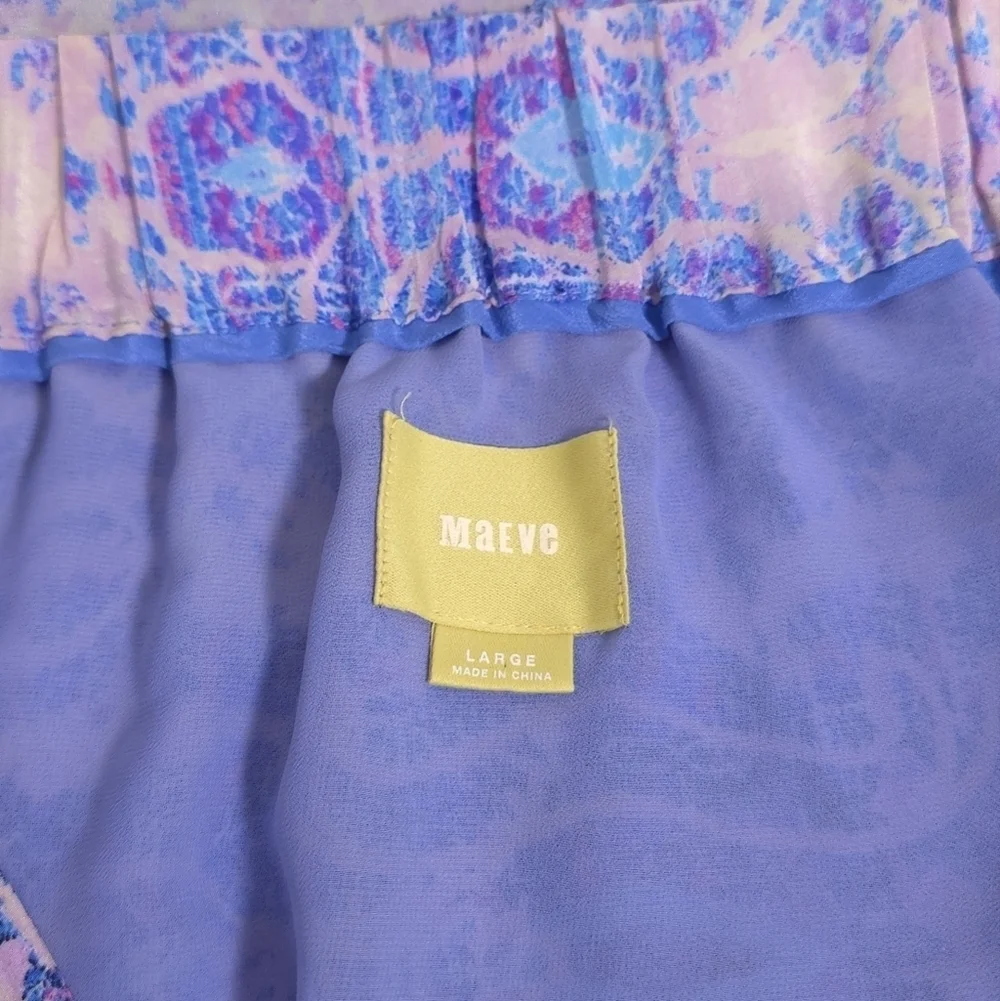 Maeve Anthropologie Waimea Silk Women Double Split Slit Maxi Skirt Large